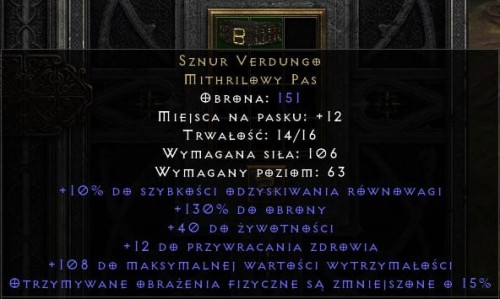 40/15 Pas Verdungo Sznur D2R Diablo 2 Resurrected ROTW Ladder