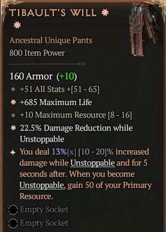 2 GA Tibault's Will Spodnie Diablo 4 Unikat Unique SEZON 6