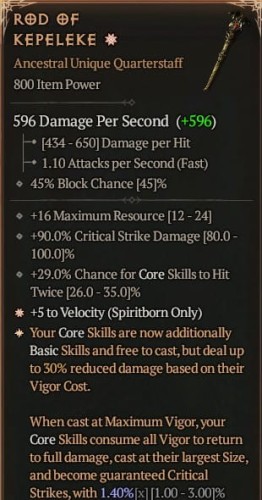 1 GA Rod Of Kepeleke Laska Kepeleke Diablo 4 SEZON 6