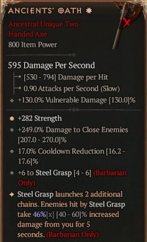 1 GA Ancient's Oath Diablo 4 Unikat Unique SEZON 6