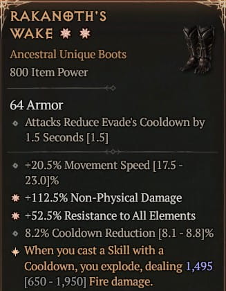 2 GA Rakanoth's Wake Buty Diablo 4 VOH Unikat SEZON 6