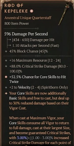 1 GA 3% Rod Of Kepeleke Laska Kepeleke Diablo 4 SEZON 6