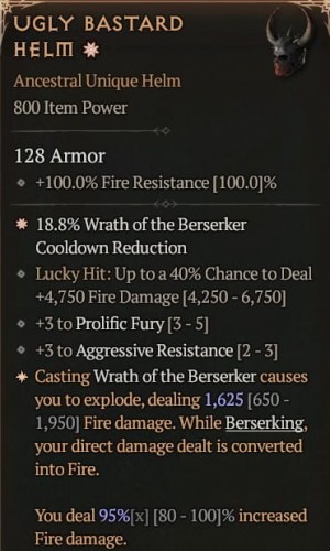 1 GA UGLY BASTARD Diablo 4 Unikat Unique SEZON 7