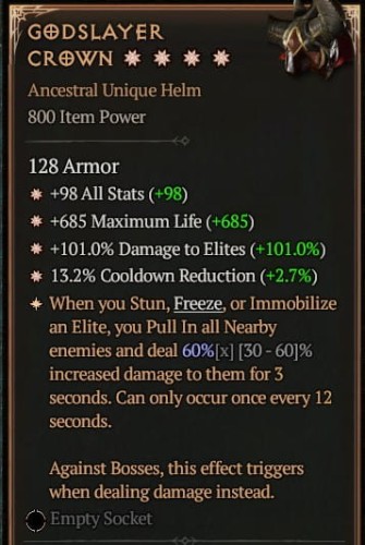 PERFECT 4 GA GODSLAYER CROWN DIABLO 4 SEZON 9