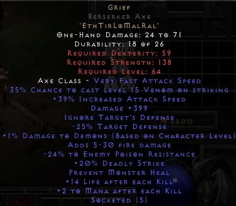 Grief Żal BA 39/399 ROTW Non Ladder D2R
