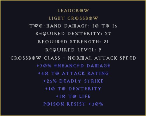 Nocny Kruk Leadcrow Diablo 2 Resurrected D2R ROTW Ladder