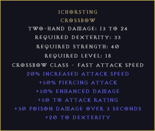 Żądło Ichora Ichorsting Diablo 2 Resurrected D2R ROTW Ladder
