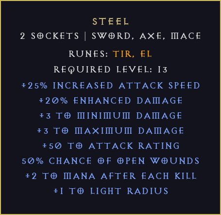 Stal Steel Diablo 2 Resurrected D2R ROTW Ladder