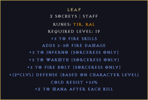Liść Leaf Diablo 2 Resurrected D2R ROTW Ladder