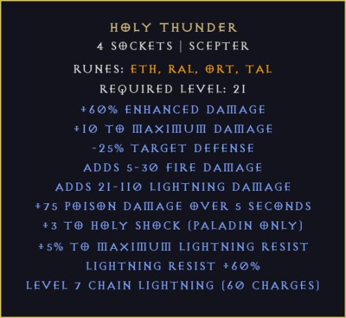 Święty Grom Holy Thunder Diablo 2 Resurrected D2R ROTW Ladder