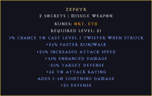 Zefir Zephyr Diablo 2 Resurrected D2R ROTW Ladder