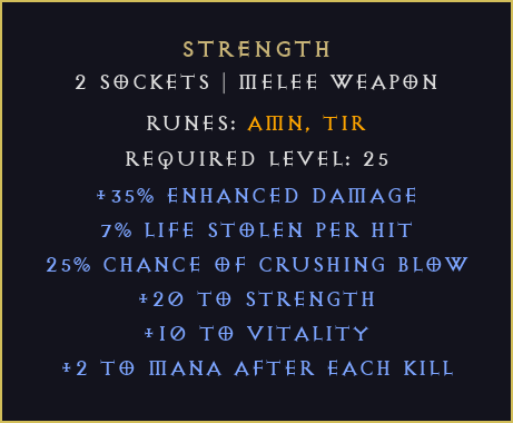 Siła Strength Diablo 2 Resurrected D2R ROTW Ladder