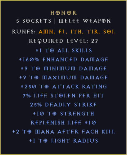 Honor Diablo 2 Resurrected D2R ROTW Ladder
