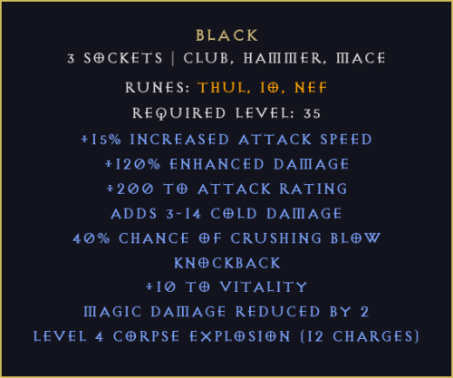 Czerń Black Diablo 2 Resurrected D2R ROTW Ladder