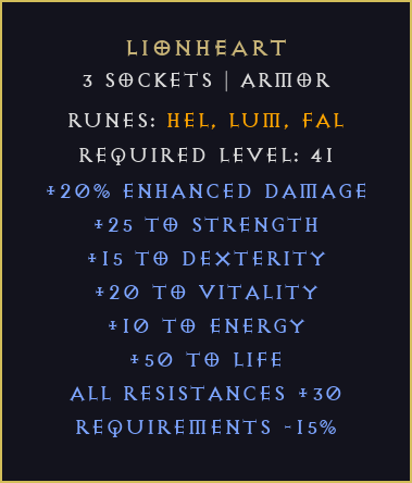 Lwie Serce Lionheart Diablo 2 Resurrected D2R ROTW Ladder