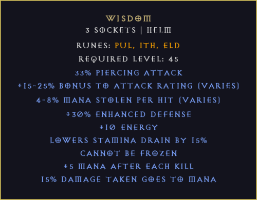 Mądrość Wisdom Diablo 2 Resurrected D2R ROTW Ladder