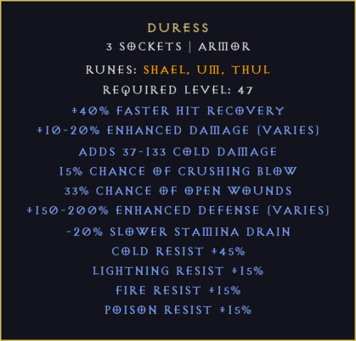 Przymus Duress Diablo 2 Resurrected D2R ROTW Ladder
