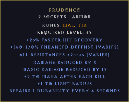 Rozwaga Prudence Diablo 2 Resurrected D2R ROTW Ladder