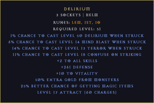 Delirium Diablo 2 Resurrected D2R ROTW Ladder