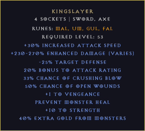 Zabójca królów Kingslayer Diablo 2 Resurrected D2R ROTW Ladder