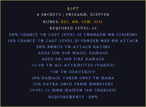 Szczelina Rift Diablo 2 Resurrected D2R ROTW Ladder