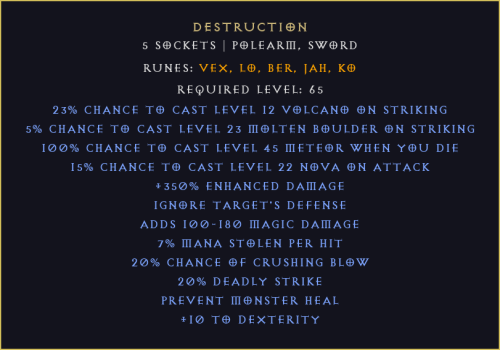 Zniszczenie Destruction Diablo 2 Resurrected D2R ROTW Ladder
