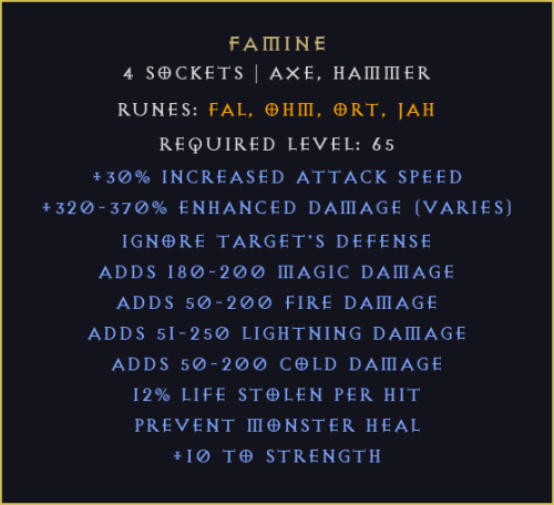 Klęska głodu Famine Diablo 2 Resurrected D2R ROTW Ladder