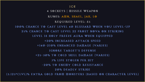 Lód Ice Diablo 2 Resurrected D2R ROTW Ladder