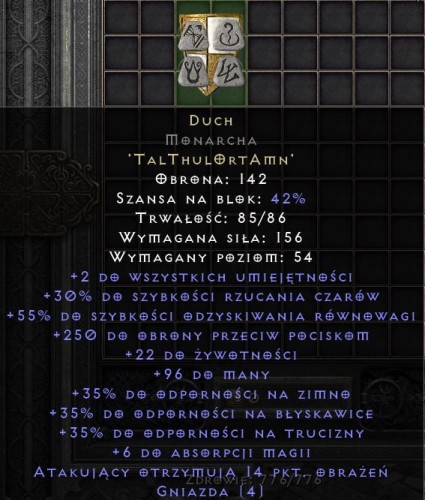Spirit Duch Monarcha D2R Diablo 2 Resurrected ROTW Ladder