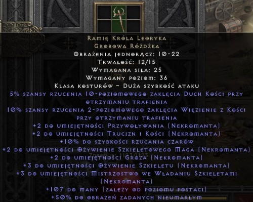Ramię Króla Leoryka Leoric D2R Diablo 2 Resurrected ROTW Ladder