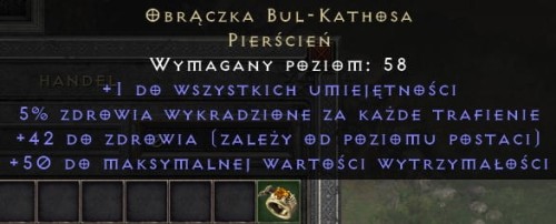 Obrączka Bul Kathosa BK 5% D2R Diablo 2 Resurrected ROTW Ladder