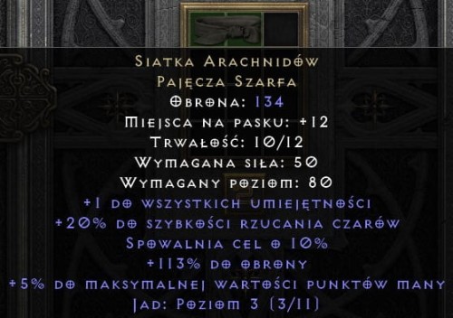 Siatka Arachnidów Arach D2R Diablo 2 Resurrected ROTW Ladder