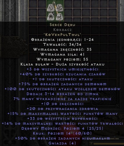 Hoto Serce Dębu Diablo 2 Resurrected D2R ROTW Ladder
