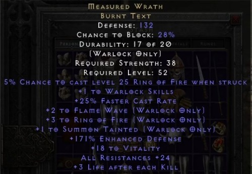 MEASURED WRATH BURNT TEXT D2R ROTW LADDER
