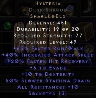 HYSTERIA Zbroja D2R Reign of the Warlock LADDER