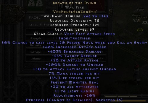 Ostatni Oddech BOTD WAR PIKE ETH D2R ROTW LADDER