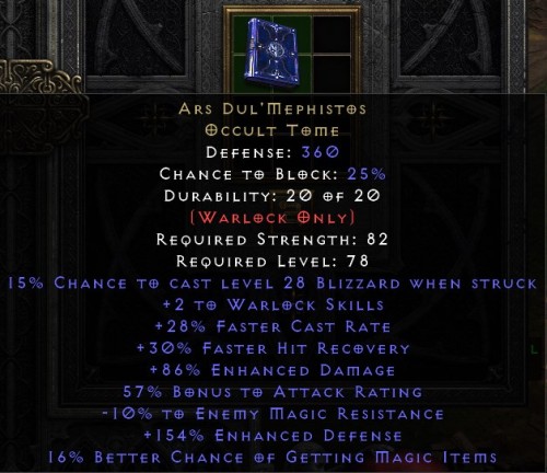 ARS DUL MEPHISTOS OCCULT TOME D2R Reign of the Warlock LADDER