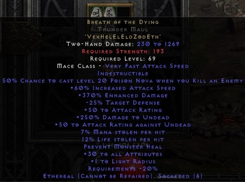 ETH OSTATNI ODDECH BOTD Thunder Maul GRZMIĄCY KAFAR D2R ROTW LADDER