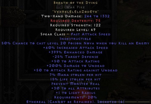 399/15 Ostatni Oddech BOTD WAR PIKE ETH D2R ROTW LADDER
