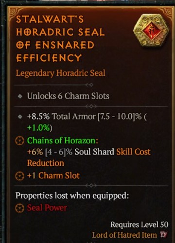 Talizman HORADRIC SEAL 6 SLOT SEZON
