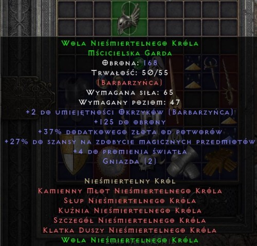 Zestaw IK Nieśmiertelnego Króla Diablo 2 Resurrected D2R ROTW Ladder