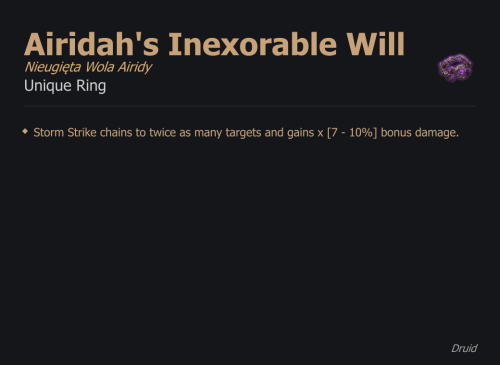 Airidah's Inexorable Will / Nieugięta Wola Airidy UNIKAT Diablo IV SEZON
