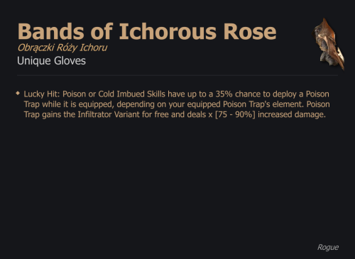 Bands of Ichorous Rose / Obrączki Róży Ichoru UNIKAT Diablo IV SEZON