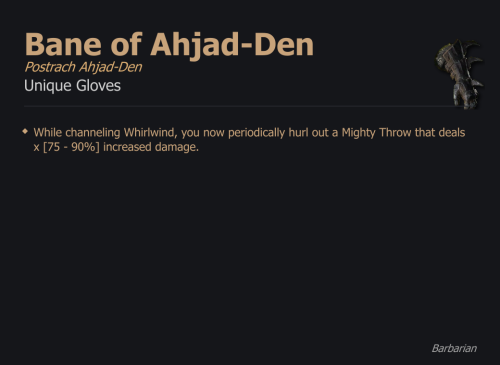 Bane of Ahjad-Den / Postrach Ahjad-Den UNIKAT Diablo IV SEZON