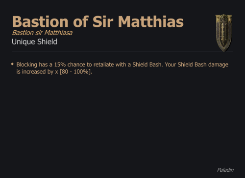 Bastion of Sir Matthias / Bastion sir Matthiasa UNIKAT Diablo IV SEZON
