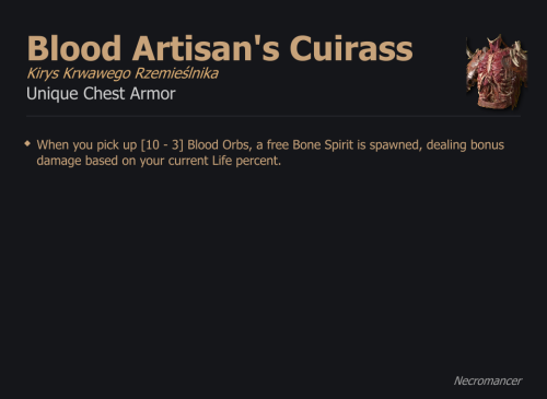Blood Artisan's Cuirass / Kirys Krwawego Rzemieślnika UNIKAT Diablo IV SEZON
