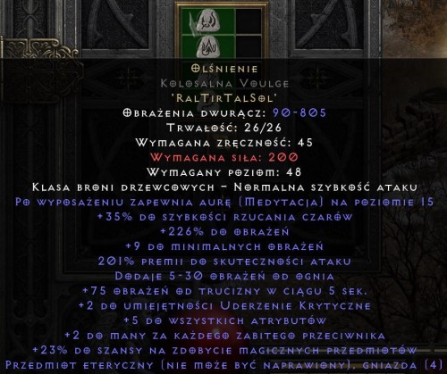 Eth CV Olśnienie Insight D2R Diablo 2 Resurrected ROTW Ladder