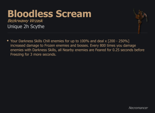 Bloodless Scream / Bezkrwawy Wrzask UNIKAT Diablo IV SEZON