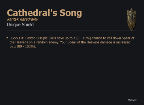 Cathedral's Song / Kantyk Katedralny UNIKAT Diablo IV SEZON