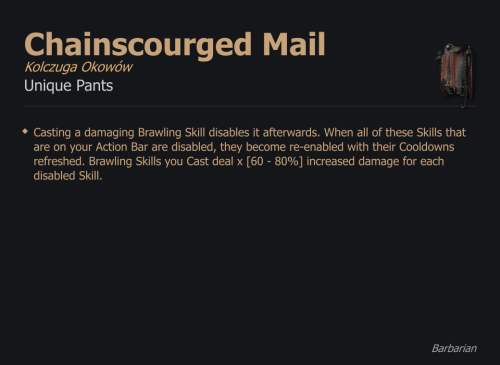 Chainscourged Mail / Kolczuga Okowów UNIKAT Diablo IV SEZON